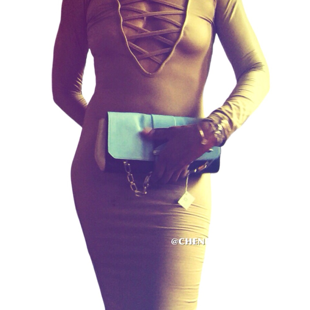 Cage Bodycon Dress Women Color Camel Size 4-6